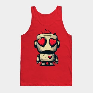 Cute clumsy sad valentine retro robot in love Tank Top